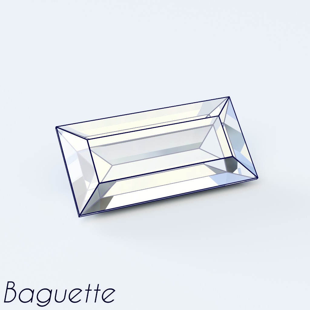 Illustration of a straight baguette cut diamond