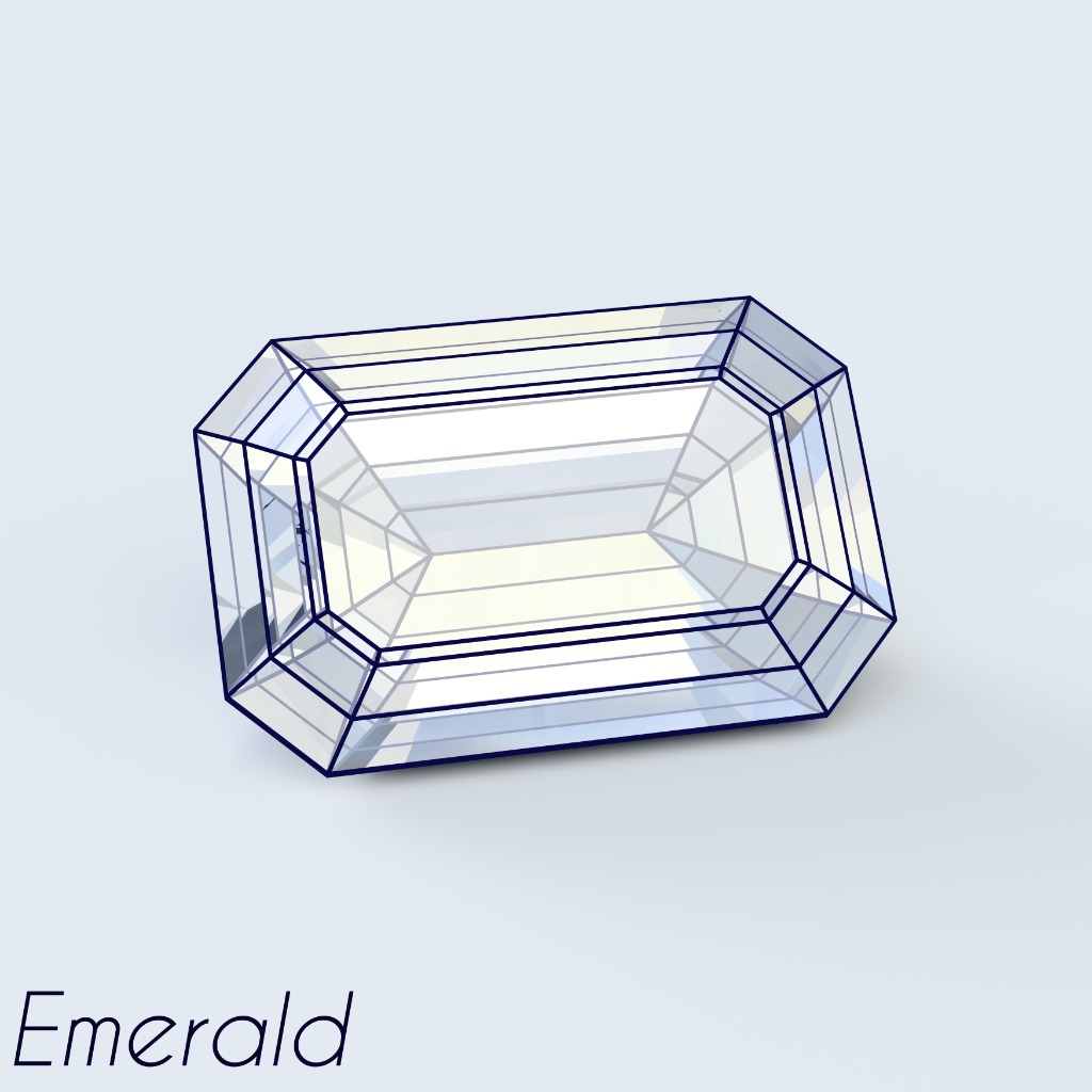 Illustration of an emerald cut diamond