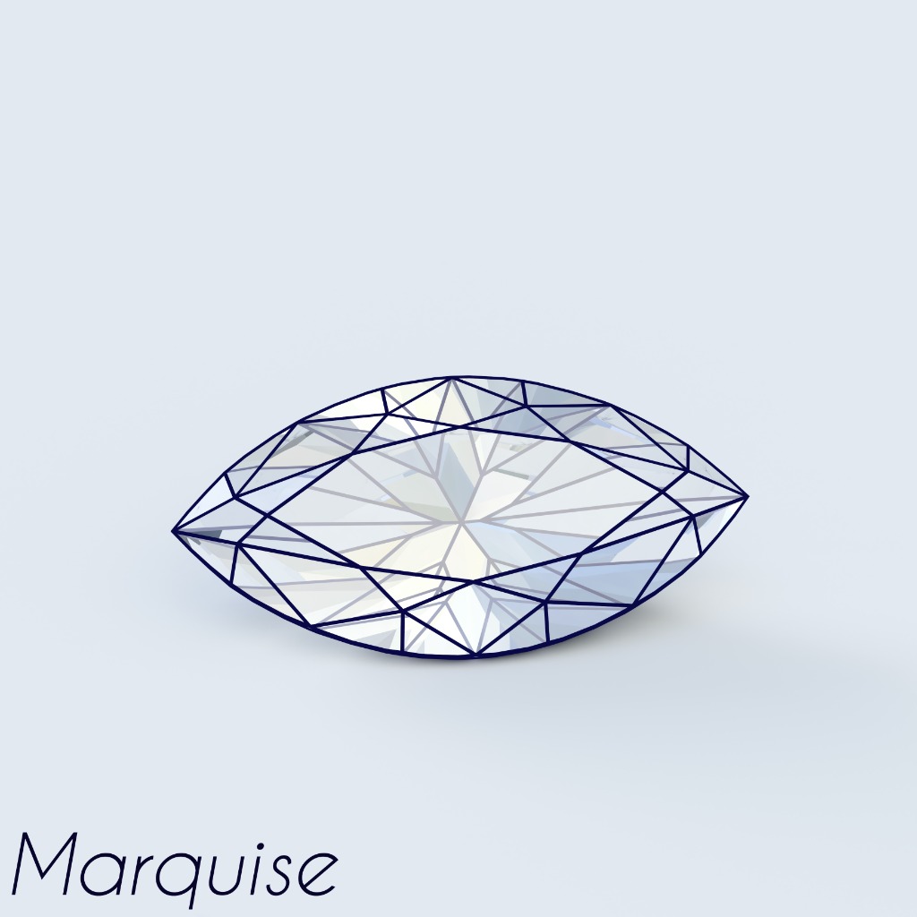 Illustration of a marquise cut diamond