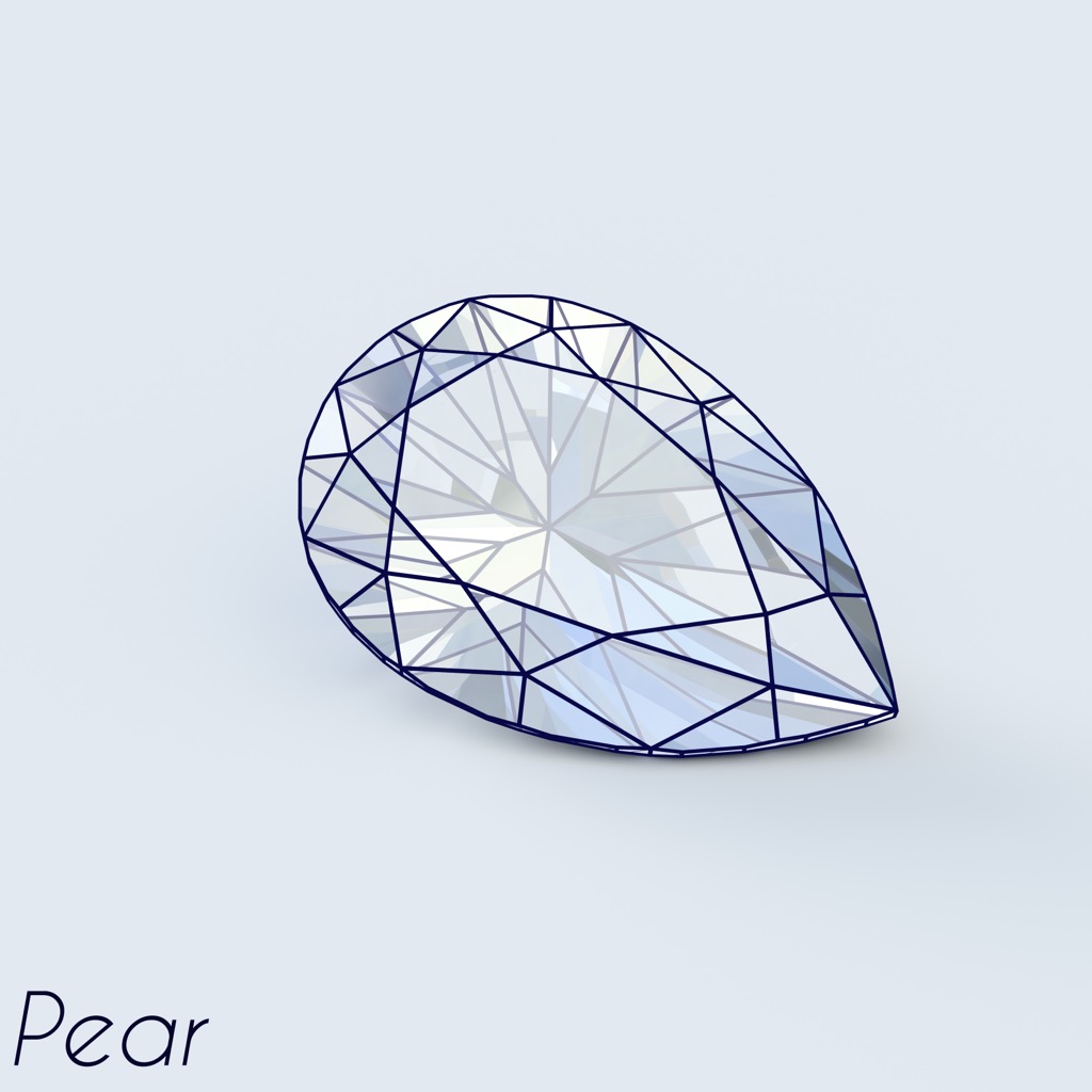 Illustration of a pear cut diamond