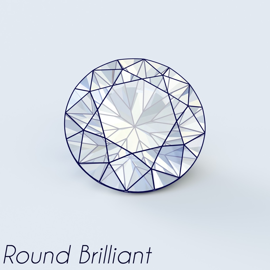 Illustration of a round brilliant full cut diamond
