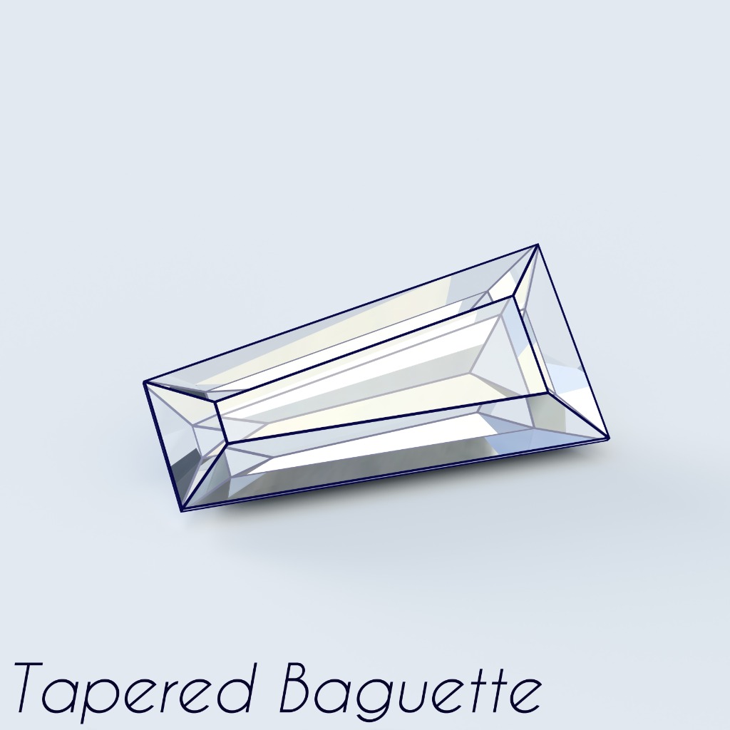 Illustration of a tapered baguette diamond